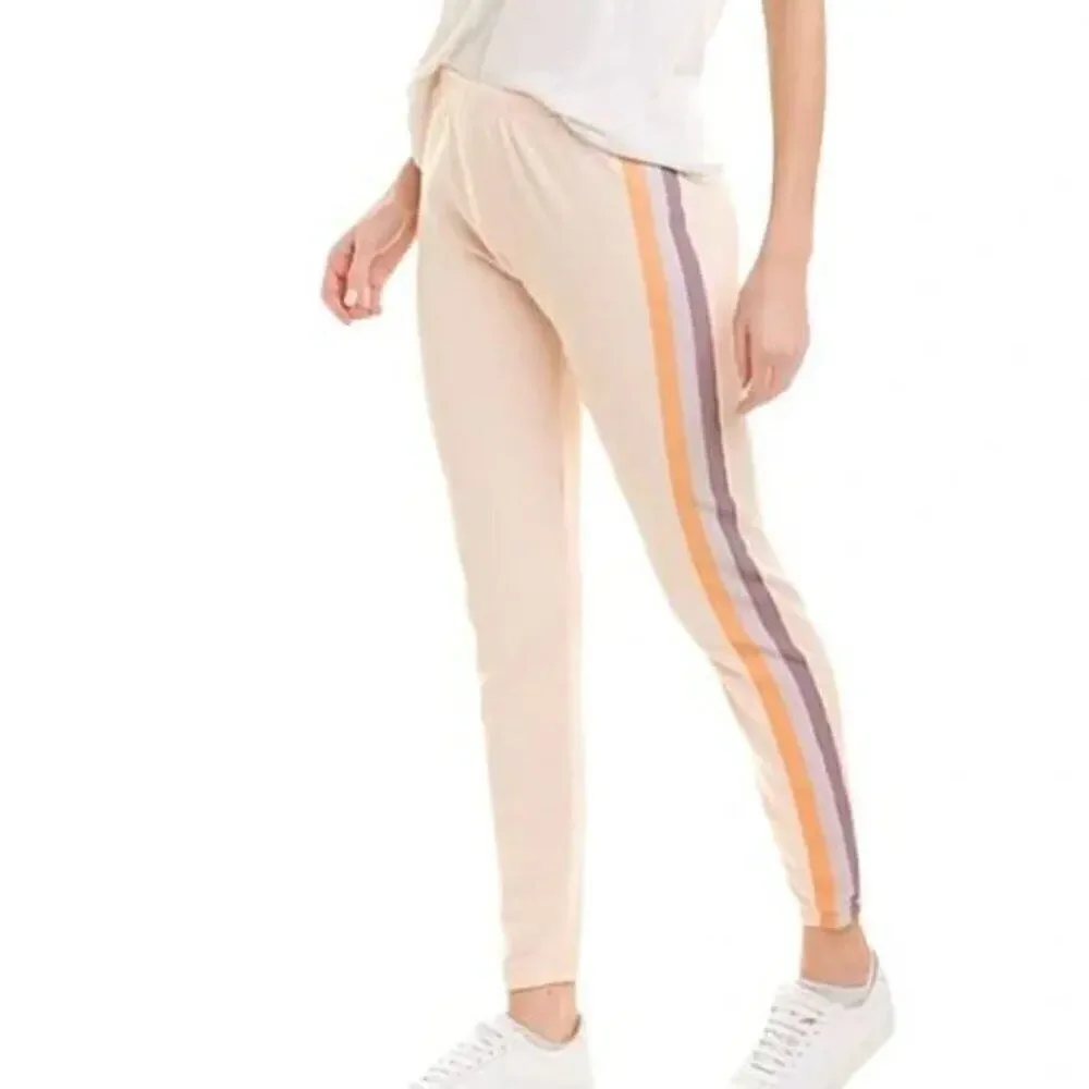 Wildfox Striped Love Life Jack Jogger Pant in Pink Grapefruit NWT Women's Small